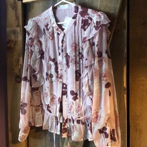 Pretty Plum Floral Button-up Blouse